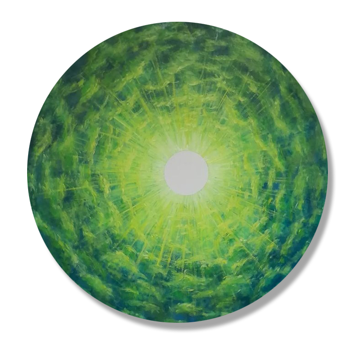 "Grüner Sonnenaufgang"  90 cm, Ölfarbe auf Leinwand